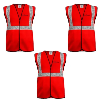 Gravitech 50 GSM Red Safety Jacket with 2" PVC Reflective Tape GI-RJ-01 (Pack-3 Pcs)