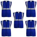 Gravitech 50 GSM Blue Safety Jacket with 2" PVC Reflective Tape GI-RJ-01 (Pack of 5)