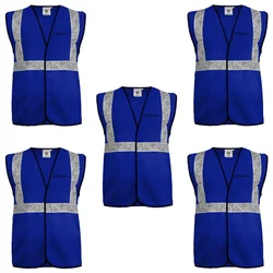 Gravitech 50 GSM Blue Safety Jacket with 2" PVC Reflective Tape GI-RJ-01 (Pack of 5)