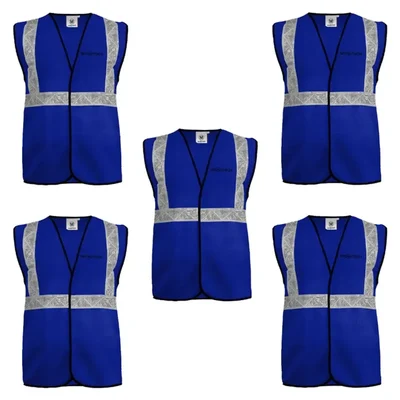 Gravitech 50 GSM Blue Safety Jacket with 2" PVC Reflective Tape GI-RJ-01 (Pack-5 Pcs)