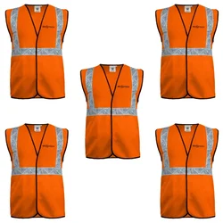 Gravitech 50 GSM Orange Safety Jacket with 2" PVC Reflective Tape GI-RJ-01 (Pack of 5)