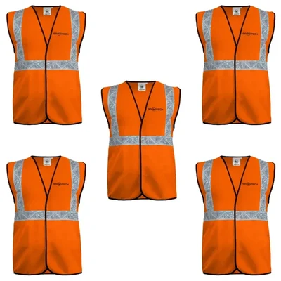 Gravitech 50 GSM Orange Safety Jacket with 2" PVC Reflective Tape GI-RJ-01 (Pack-5 Pcs)
