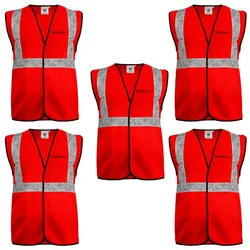 Gravitech 50 GSM Red Safety Jacket with 2" PVC Reflective Tape GI-RJ-01 (Pack of 5)