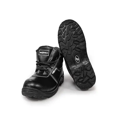 Gravitech High Brick Safety Shoe - CE Certified, Antistatic, PVC Sole, Synthetic Leather, Comfortable & Durable(Size-6)