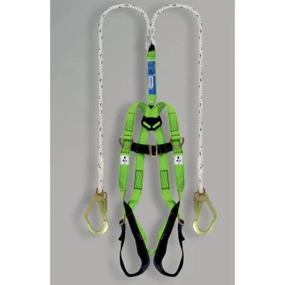 Gravitech GI-7018 Full Body Harness with EA-FL-02 Forked Lanyard, Fall Arrest, Construction & Climbing Safety