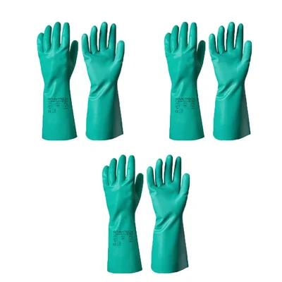Gravitech Pack of 3 Pairs GI-1000 Nitrile Gloves - 100% Nitrile, Flock Lined, Cut & Puncture Resistant, EN Certified