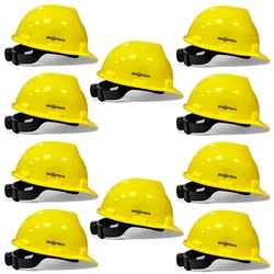 Gravitech Pack of 10 'V' Corrugated HDPE Safety Helmet with Ratchet Type Adjustment for Industrial Use (STRONG CAP-R)