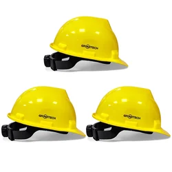 Gravitech Pack of 3 'V' Corrugated HDPE Safety Helmet with Ratchet Type Adjustment for Industrial Use (STRONG CAP-R)
