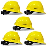 Gravitech Pack of 5 'V' Corrugated HDPE Safety Helmet with Ratchet Type Adjustment for Industrial Use (STRONG CAP-R)