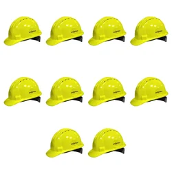 Gravitech Pack of 10 '5 Rib' Corrugated HDPE Safety Helmet, Ratchet Type Adjustment with Ventilation for Industrial Use (STURD-RV)