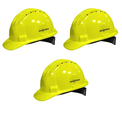 Gravitech Pack of 3 '5 Rib' Corrugated HDPE Safety Helmet, Ratchet Type Adjustment with Ventilation for Industrial Use (STURD-RV)