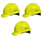 Gravitech Pack of 3 '5 Rib' Corrugated HDPE Safety Helmet, Ratchet Type Adjustment with Ventilation for Industrial Use (STURD-RV)