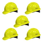 Gravitech Pack of 5 '5 Rib' Corrugated HDPE Safety Helmet, Ratchet Type Adjustment with Ventilation for Industrial Use (STURD-RV)