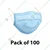 Gravitech Pack of 100 3 Ply Surgical Face Mask with Meltblown Filter, Nose Pin & Ear Loops, BFE ≥99.99%