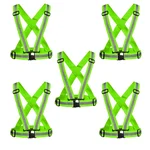 Gravitech 5 Pcs 360° High Visibility Green Colour Elastic Cross Belt With Reflective Tape For Safety Purpose