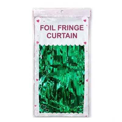 Pack of 10, 20, 50, 70, 100 | Green 3x6 ft Party Foil Fringe Curtain Shimmer Backdrop Streamer Decoration(Pack-10 pcs)