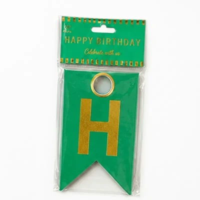 Pack of 10, 20, 50, 70, 100 Green Happy Birthday Paper Plastic Bunting Banner Decoration Hanging Pennant Garland Party Decor Craft(Pack-10 pcs)