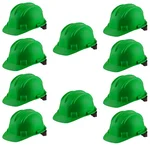 Heavy Duty Pack of 10 Ratchet Safety Helmet, Green Colour, Hard Hat For Construction and Industrial Work
