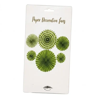 Green Colour set of 6 Pcs Colourful Foldable Hanging Paper Decoration Fans for Party Background Backdrop Decor(Pack-100)
