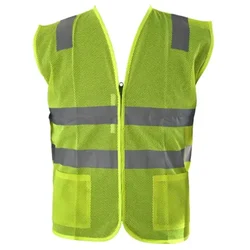Safedot 125 GSM Green Reflective Safety Jacket with Quality Zipper and 2 Pockets - Enhanced Visibility and Comfort
