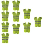 Safedot Pack of 10 Green Reflective Safety Jackets, 125 GSM, Quality Zipper, 2 Pockets - Enhanced Visibility & Comfort