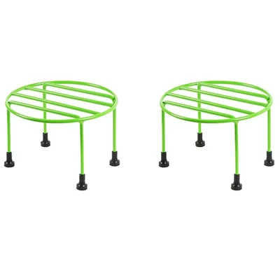 Heavy Duty Green Round Plant Stand, Galvanised Metal Pot Holder, For Home, Garden & Balcony Decoration(Pack-Pack of 2)