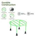 Heavy Duty Green Round Plant Stand, Galvanised Metal Pot Holder, For Home, Garden & Balcony Decoration