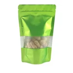 100gm, 10cm x 17cm 112 Micron Green Color Matt Finish Ziplock Pouch for Dry Fruits, Tea/Coffee Powder and Spices