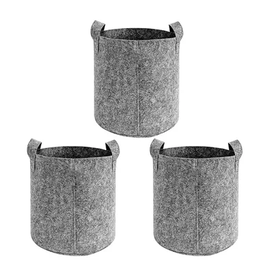 Shiv Biotech Grey Round Reusable Geo Fabric Grow Bag (18 x 18 Inch) | Suitable for Gardening and Nursery (Pack of 3)