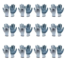 Delight Pack of 12 MNP24-WG Premium Grey Nitrile Palm Coated Gloves(Size-Small)