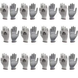 Delight Pack of 12 MPU13-G Grey PU Palm Coated Gloves(Size-Small)