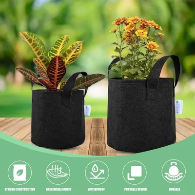 Oriley 300 GSM Grow Bags  8 x 8 inch With Sturdy Handles, Ideal For Gardening, Balcony & Terrace (Pack of 2)