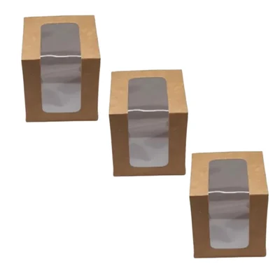 100 Pcs, 3x3x4 Window 280 GSM Cupcake Box with Insert For Cupcakes, Brownies, Bakery Products