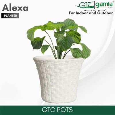 GTC 12" Multi Color Alexa Planter Modern Decorative Pots for Stylish Spaces, Home Decoration, Gardens (Pack of  3)(Color-WHITE)