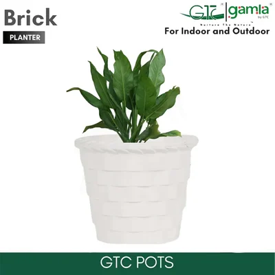 GTC 10" Multi Color Brick Planter Modern Decorative Pots for Stylish Spaces, Home Decoration, Gardens (Pack of 2)(Color-White)