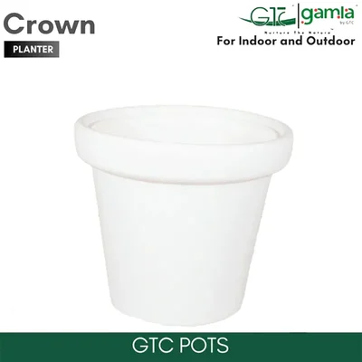 GTC 12" Multi Color Crown Planter Modern Decorative Pots for Stylish Spaces, Home Decoration, Gardens (Pack of 3)(Color-White)