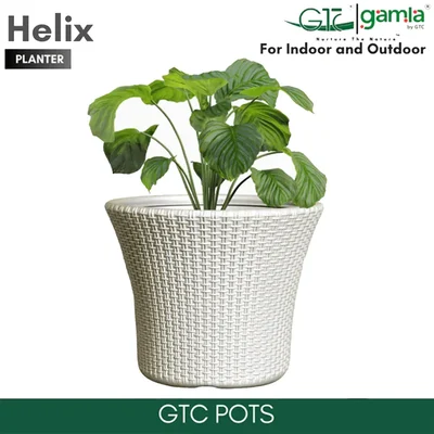 GTC 10" Multi Color Helix Planter Modern Decorative Pots for Stylish Spaces, Home Decoration, Gardens (Pack Of 3)(Color-WHITE)