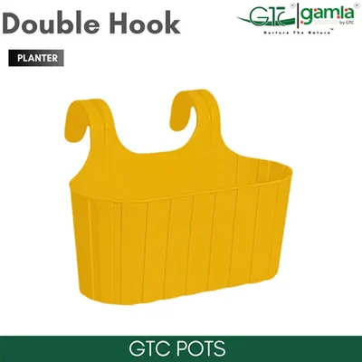 GTC 14" Multi Color Double Hook Pot Modern Decorative Pots for Stylish Spaces, Home Decoration, Gardens (Pack of 5)(Color-Yellow)