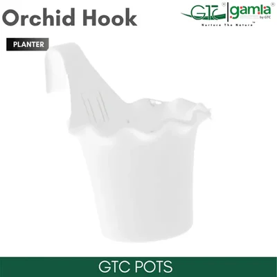 GTC 6" Multi Color Orchid Hook Planter Modern Decorative Pots for Stylish Spaces, Home Decoration, Gardens (Pack of 5)(Color-White)
