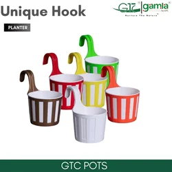 GTC 7.5" Multi Color Unique Single Hook Planter Modern Decorative Pots for Stylish Spaces, Home Decoration, Gardens (Pack of 5)(Color-White)