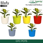 GTC 13" Multi Color Slofy Planter Modern Decorative Pots for Stylish Spaces, Home Decoration, Gardens (Pack Of 3)