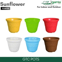GTC 14" Multi Color Sun Flower Planter Modern Decorative Pots for Stylish Spaces, Home Decoration, Gardens (Pack Of 2)(Color-White)