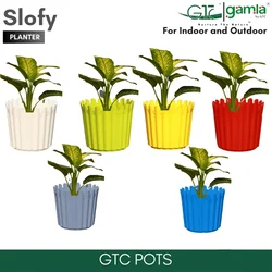 GTC 11" Multi Color Slofy Planter Modern Decorative Pots for Stylish Spaces, Home Decoration, Gardens (Pack of 3)(Color-White)