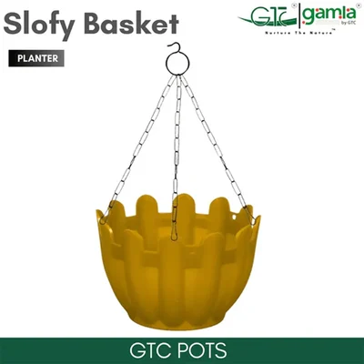GTC 9" Multi Color Slopy Basket Planter Modern Decorative Pots for Stylish Spaces, Home Decoration, Gardens (Pack of 5)(Color-Yellow)