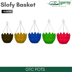 GTC 9" Multi Color Slopy Basket Planter Modern Decorative Pots for Stylish Spaces, Home Decoration, Gardens (Pack of 5)(Color-Yellow)