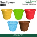 GTC 10" Multi Color Sun Flower Planter Modern Decorative Pots for Stylish Spaces, Home Decoration, Gardens (Pack Of 3)