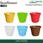 GTC 12" Multi Color Sun Flower Planter Modern Decorative Pots for Stylish Spaces, Home Decoration, Gardens (Pack Of 3)