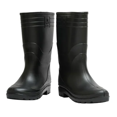 Hillson Welcome 12 Inch Gumboot,Waterproof, Anti-Skid, Comfortable Sole, Full Black, Protection against Oil, Acid, Chemicals(Size-6)