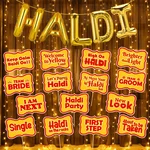 Gold Foil Haldi Ceremony Decor Kit Photo Booth Props & Rice Light (17 Pcs) (pack of 3)