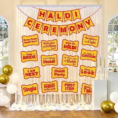 300GSM Haldi Ceremony Decoration Set Home Photoshoot Background 18 pcs (Pack of 3)